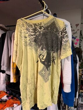 Yellow Graphic Cross Wing Tee Xavier Affliction